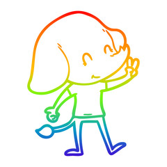 rainbow gradient line drawing cute cartoon elephant