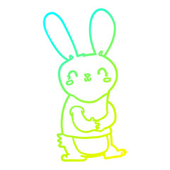 cold gradient line drawing cute cartoon rabbit