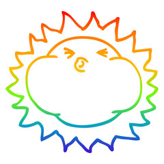 rainbow gradient line drawing cartoon shining sun