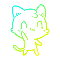 cold gradient line drawing cartoon happy cat