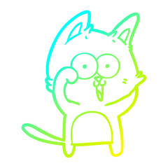 cold gradient line drawing funny cartoon cat