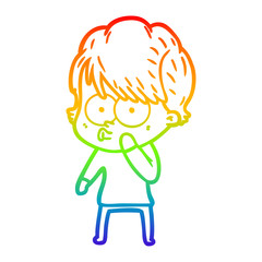 rainbow gradient line drawing cartoon woman