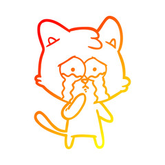 warm gradient line drawing cartoon cat