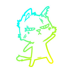cold gradient line drawing tough cartoon cat