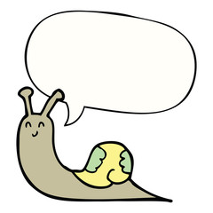 cute cartoon snail and speech bubble