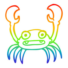 rainbow gradient line drawing cartoon crab