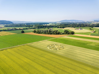 Crop circle in wheat field in Canton Bern, Switzerland