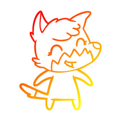 warm gradient line drawing happy cartoon fox