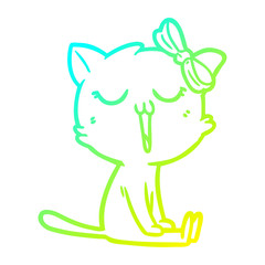 cold gradient line drawing cartoon cat