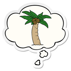 cartoon palm tree and thought bubble as a printed sticker