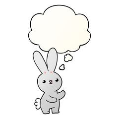 cute cartoon rabbit and thought bubble in smooth gradient style