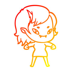 warm gradient line drawing cartoon friendly vampire girl