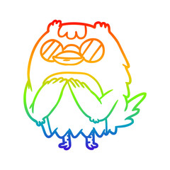 rainbow gradient line drawing cute wise old owl