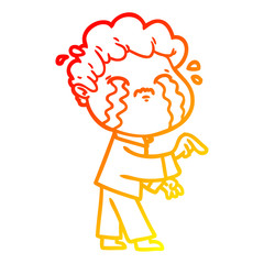warm gradient line drawing cartoon man crying