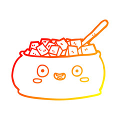 warm gradient line drawing cute cartoon bowl of sugar