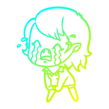 recommend clip art: cold gradient line drawing cartoon crying vampire girl