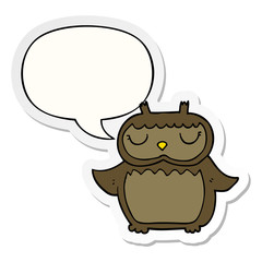 cartoon owl and speech bubble sticker