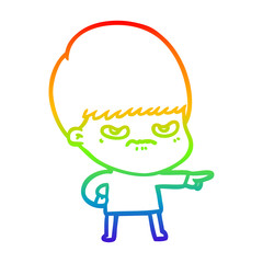 rainbow gradient line drawing cartoon boy