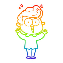 rainbow gradient line drawing cartoon excited man