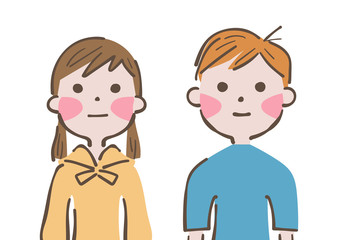 小学生　ペア　イラスト