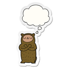 cartoon bear and thought bubble as a printed sticker