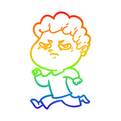 rainbow gradient line drawing cartoon angry man