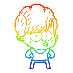 rainbow gradient line drawing cartoon woman