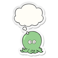 cartoon octopus and thought bubble as a printed sticker