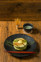 抹茶パンケーキ　Japanese Style (Powder Green Tea) Pancake 