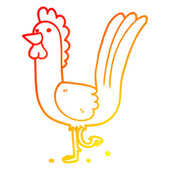 warm gradient line drawing cartoon rooster
