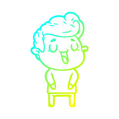 Obraz premium cold gradient line drawing happy cartoon man