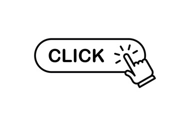 Click here button with hand clicking icon