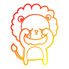warm gradient line drawing crying cartoon lion