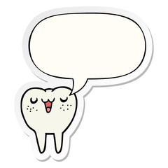 cartoon tooth and speech bubble sticker
