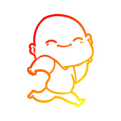 warm gradient line drawing cartoon happy bald man