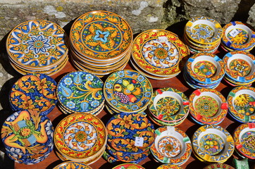  Souvenir shop with typical ceramic products in Erice