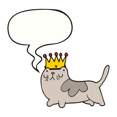 cartoon arrogant cat and speech bubble