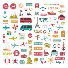 Trip set vector icons. Vacation