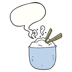 cartoon bowl of rice and speech bubble