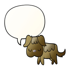 cartoon dog and speech bubble in smooth gradient style