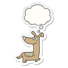 cartoon dog and thought bubble as a printed sticker