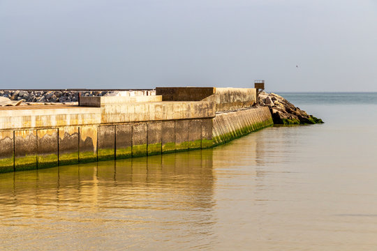 Misa River mouth and Port of Senigallia breakwater, Province of Ancona, Marche, Italy, partial view