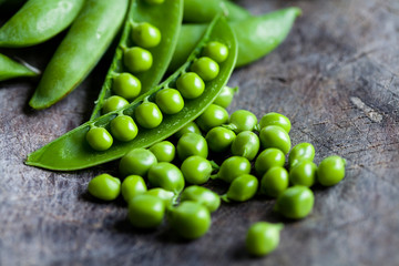 Fresh green garden peas