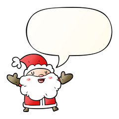 cartoon santa claus and speech bubble in smooth gradient style