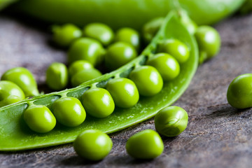 Fresh green garden peas