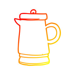warm gradient line drawing old metal kettle