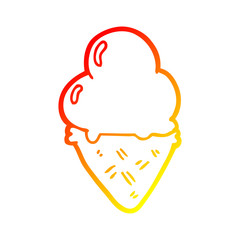warm gradient line drawing cartoon ice cream