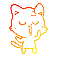 warm gradient line drawing cute cartoon cat