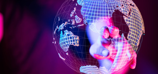 Global network concept. 3D rendering