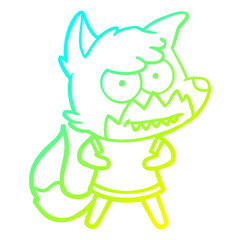cold gradient line drawing cartoon grinning fox
